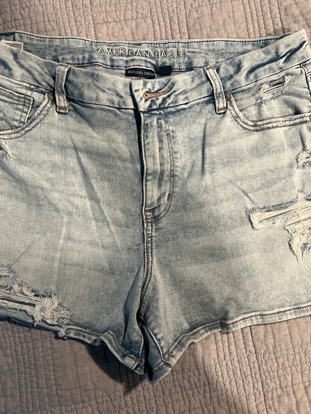 American Eagle Outfitters Light Wash Distressed Denim Shorts